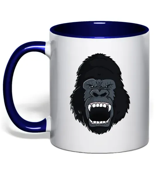 Чашка с цветной ручкой Горила кричить Глубокий темно-синий фото