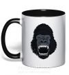 Чашка с цветной ручкой Кричащая горилла Черный фото
