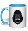 Чашка с цветной ручкой Кричащая горилла Голубой фото