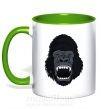 Чашка с цветной ручкой Кричащая горилла Зеленый фото