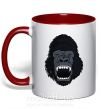 Чашка с цветной ручкой Кричащая горилла Красный фото