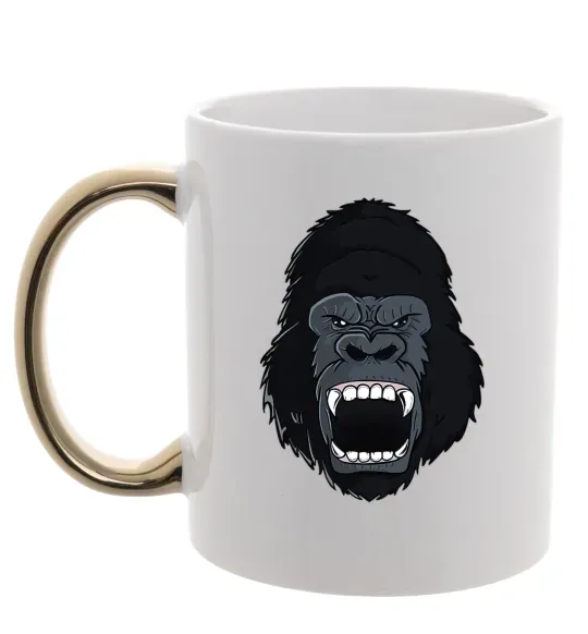 Чашка с цветной ручкой Горила кричить Золото фото