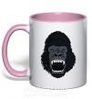 Чашка з кольоровою ручкою Кричащая горилла Ніжно рожевий фото