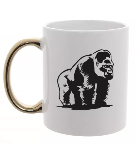 Чашка с цветной ручкой Горила сидить Золото фото