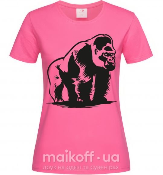 Женская футболка Горилла сидит Ярко-розовый фото