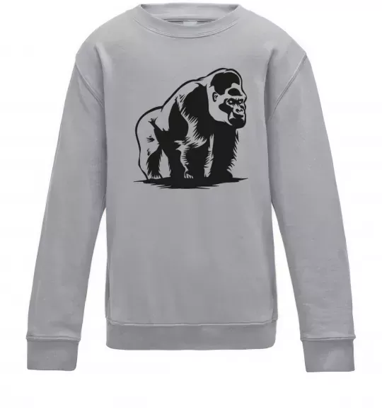 Детский Свитшот Горила сидить Серый меланж фото