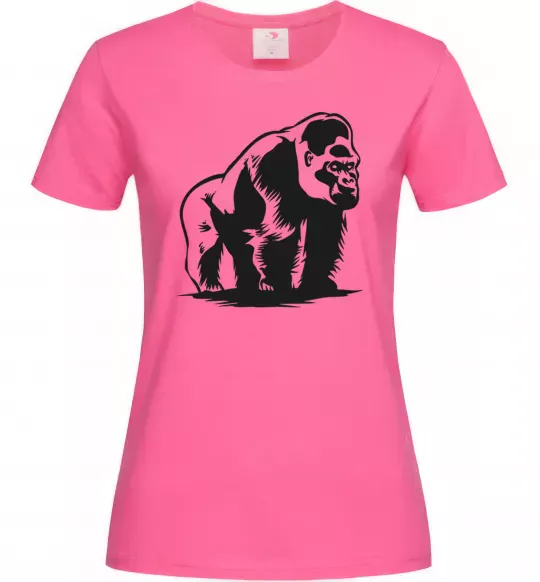 Женская футболка Горила сидить Ярко-розовый фото