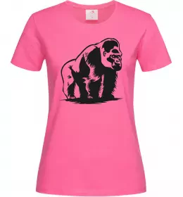 Женская футболка Горила сидить Ярко-розовый фото