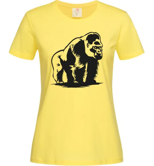 Женская футболка Горила сидить Лимонный фото