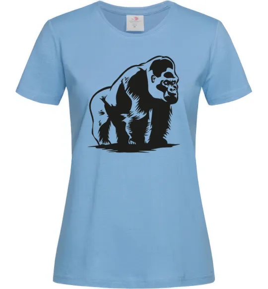 Женская футболка Горила сидить Голубой фото