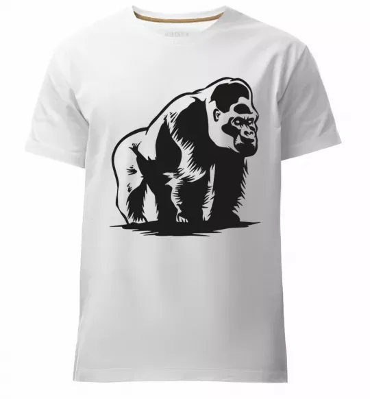 Мужская премиум футболка Горила сидить Белый фото