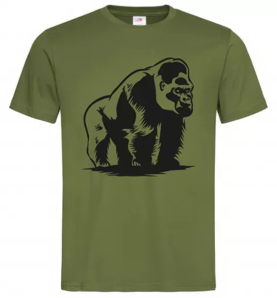 Чоловіча футболка Горила сидить Оливковий фото