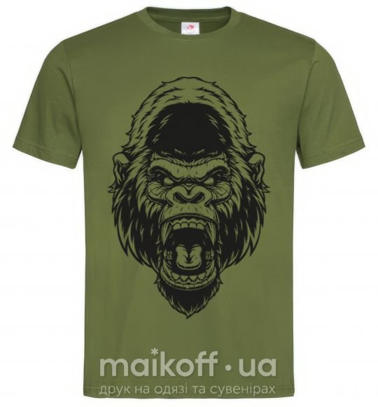 Мужская футболка Злая горилла Оливковый фото