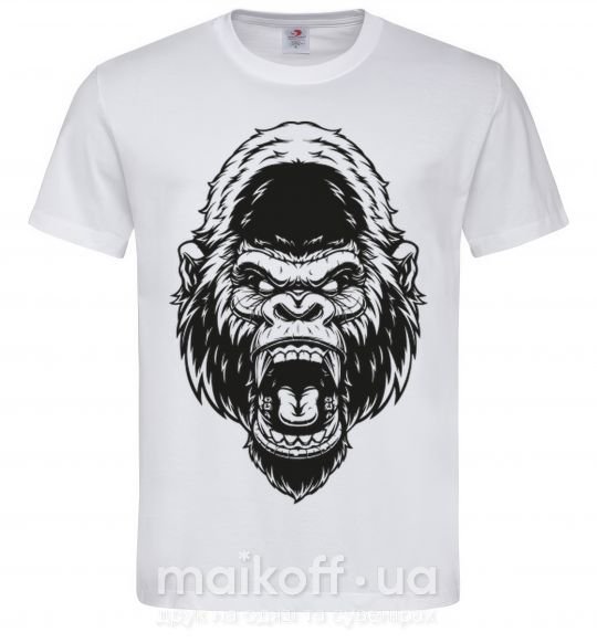 Мужская футболка Злая горилла Белый фото