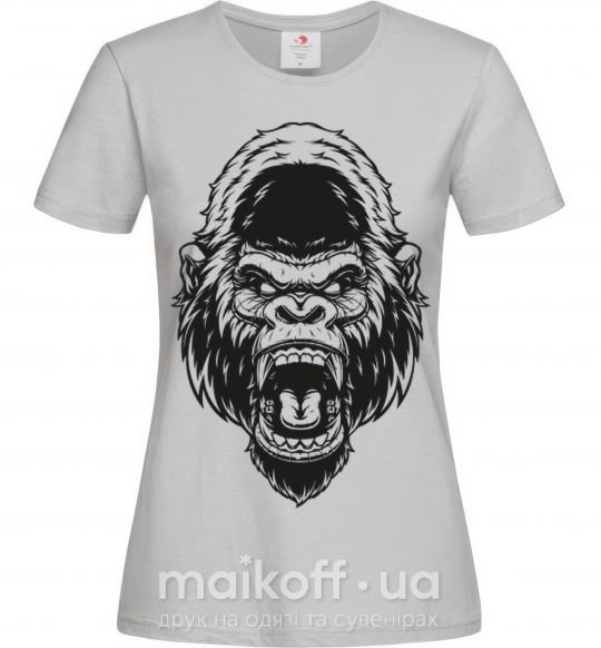 Женская футболка Злая горилла Серый фото