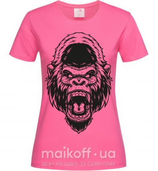 Женская футболка Злая горилла Ярко-розовый фото
