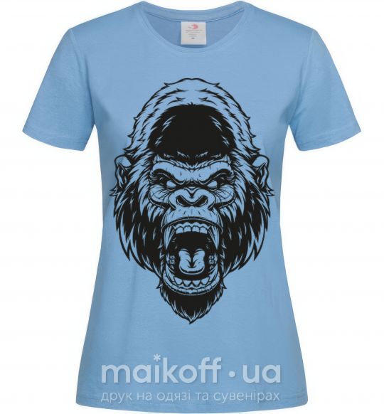 Жіноча футболка Злая горилла Блакитний фото