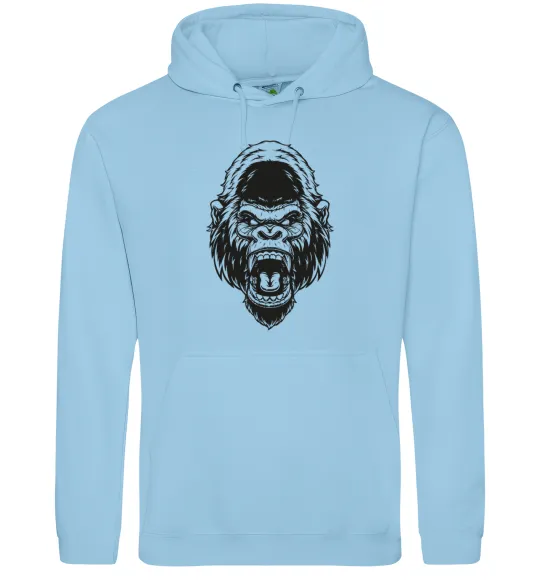 Чоловіча толстовка (худі) Розлючена горила Блакитний фото