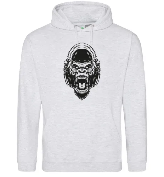 Женская толстовка (худи) Розлючена горила Серый меланж фото