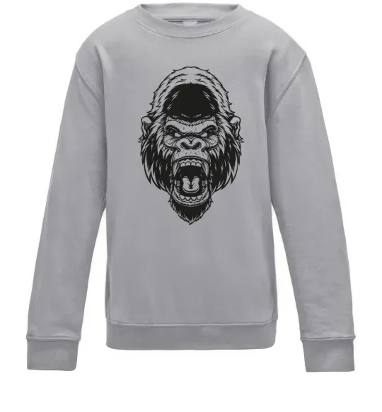 Детский Свитшот Розлючена горила Серый меланж фото