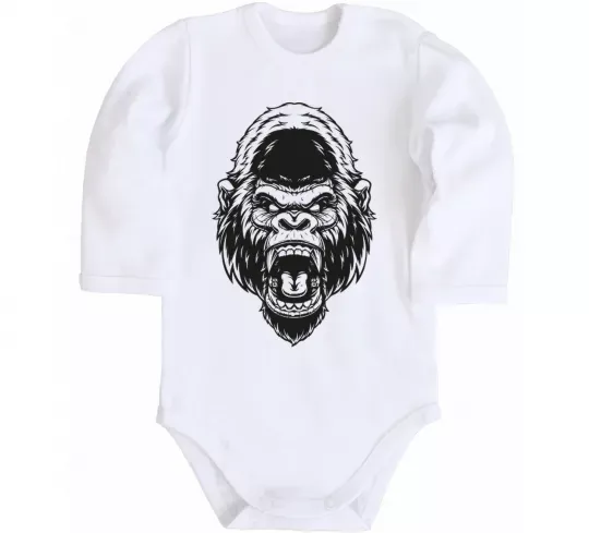 Детский боди Розлючена горила Белый фото