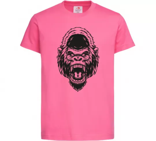Детская футболка Розлючена горила Ярко-розовый фото