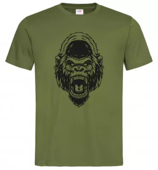 Мужская футболка Розлючена горила Оливковый фото