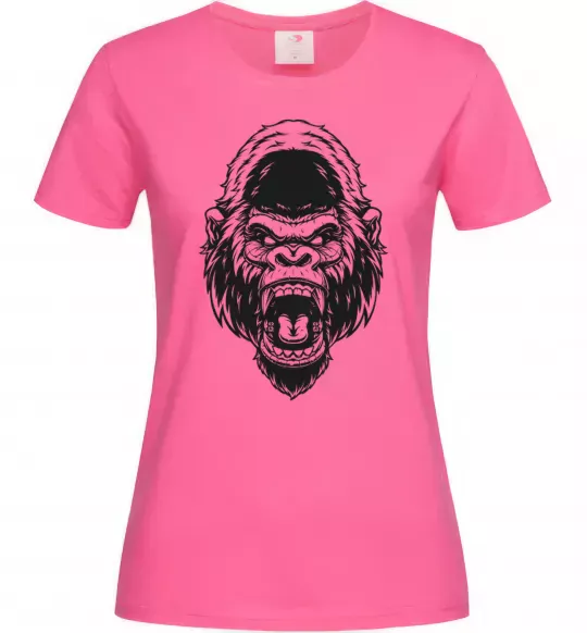 Женская футболка Розлючена горила Ярко-розовый фото