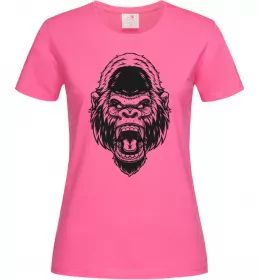 Женская футболка Розлючена горила Ярко-розовый фото