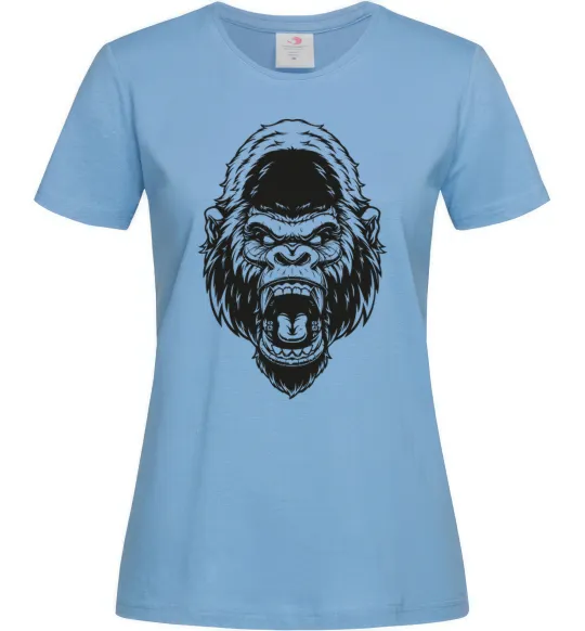 Женская футболка Розлючена горила Голубой фото
