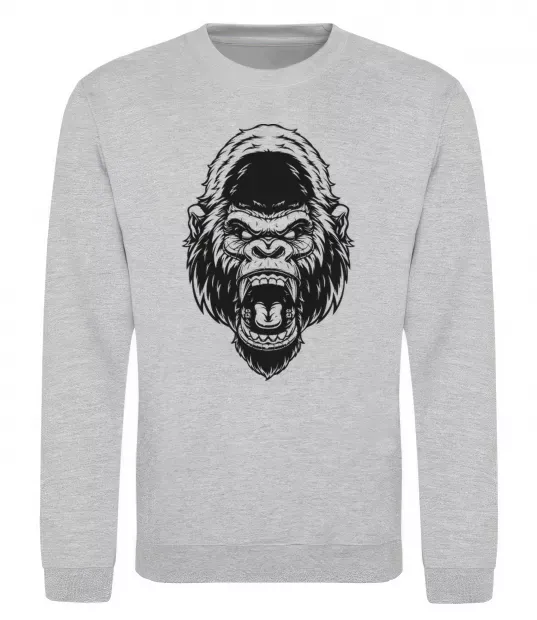 Світшот Розлючена горила Сірий меланж фото