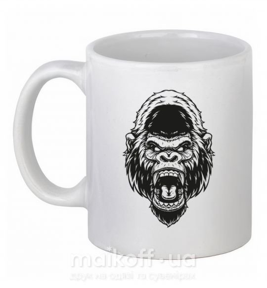Чашка керамическая Злая горилла Белый фото