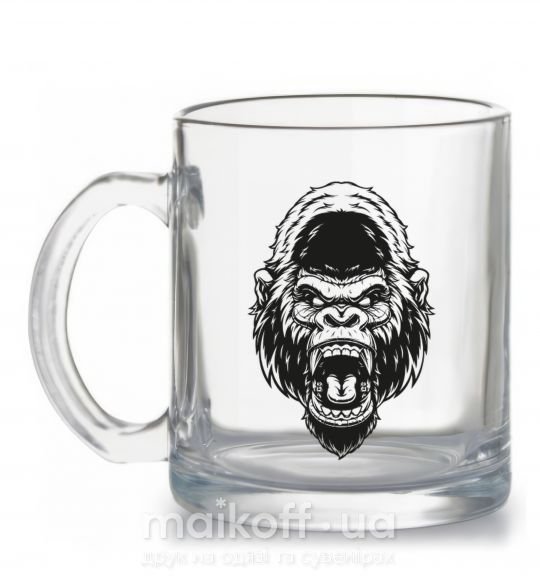 Чашка стеклянная Злая горилла Прозрачный фото