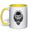Чашка з кольоровою ручкою Злая горилла Сонячно жовтий фото