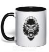 Чашка з кольоровою ручкою Злая горилла Чорний фото
