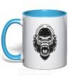 Чашка з кольоровою ручкою Злая горилла Блакитний фото