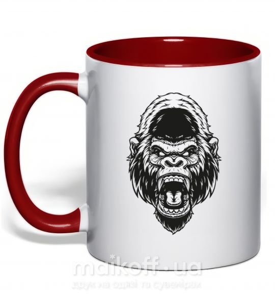 Чашка с цветной ручкой Злая горилла Красный фото