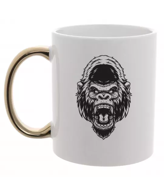 Чашка с цветной ручкой Розлючена горила Золото фото