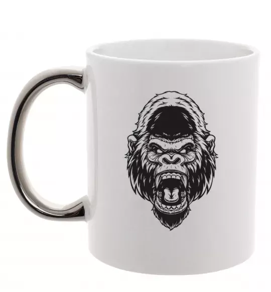 Чашка с цветной ручкой Розлючена горила Серебро фото