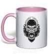 Чашка з кольоровою ручкою Злая горилла Ніжно рожевий фото