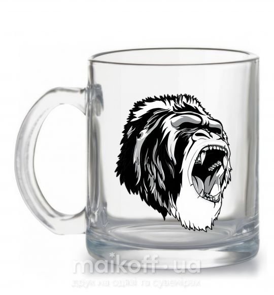 Чашка скляна Серая горилла Прозорий фото