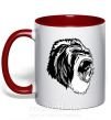 Чашка з кольоровою ручкою Серая горилла Червоний фото