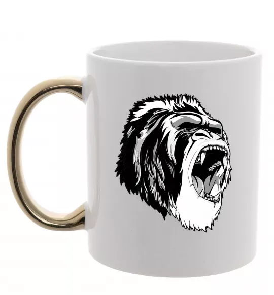 Чашка с цветной ручкой Сіра горила Золото фото