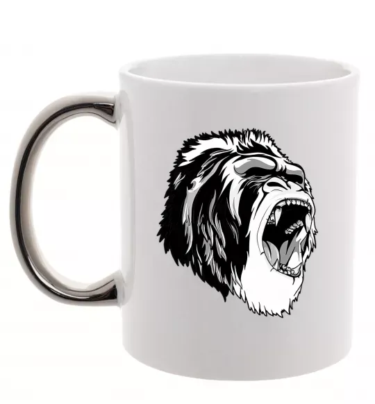 Чашка с цветной ручкой Сіра горила Серебро фото