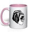 Чашка з кольоровою ручкою Серая горилла Ніжно рожевий фото