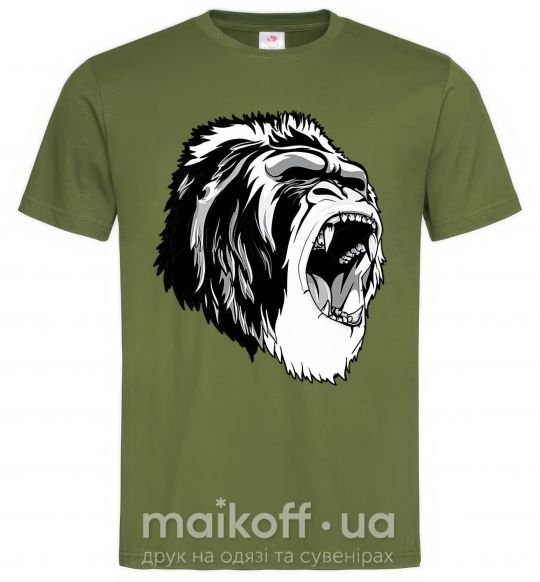 Мужская футболка Серая горилла Оливковый фото