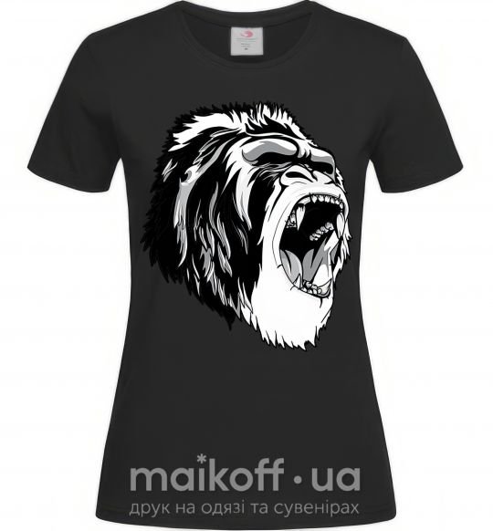 Женская футболка Серая горилла Черный фото
