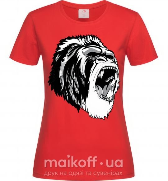 Женская футболка Серая горилла Красный фото