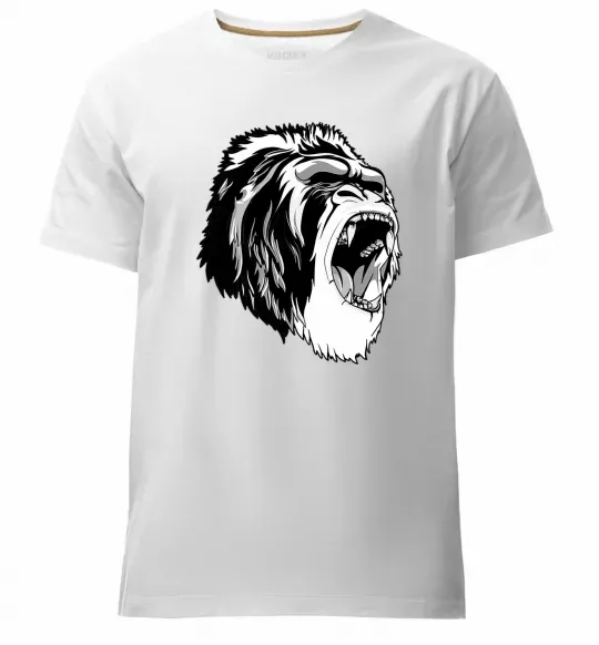 Мужская премиум футболка Сіра горила Белый фото