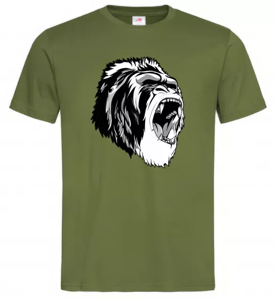 Мужская футболка Сіра горила Оливковый фото